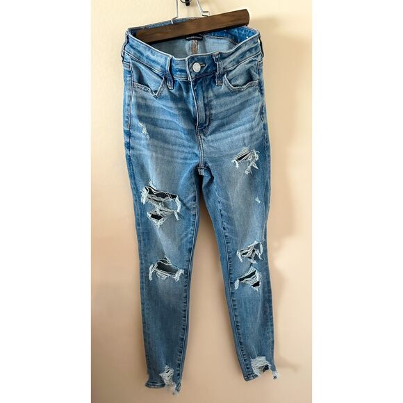 AE Real Good Upcycled Ne(x)t Level Ripped High Waisted Jegging Size 4 Short EUC - Picture 2 of 6